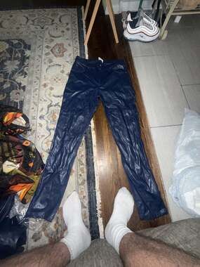 EPTM Faux Leather Pants M-32 Blue Stacked
